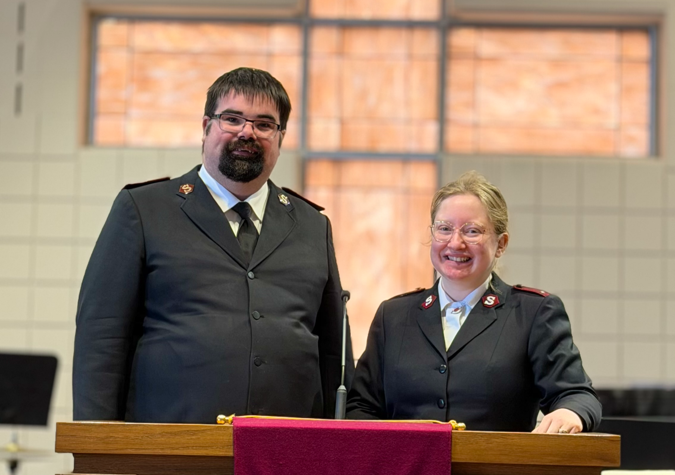 The staff smiling